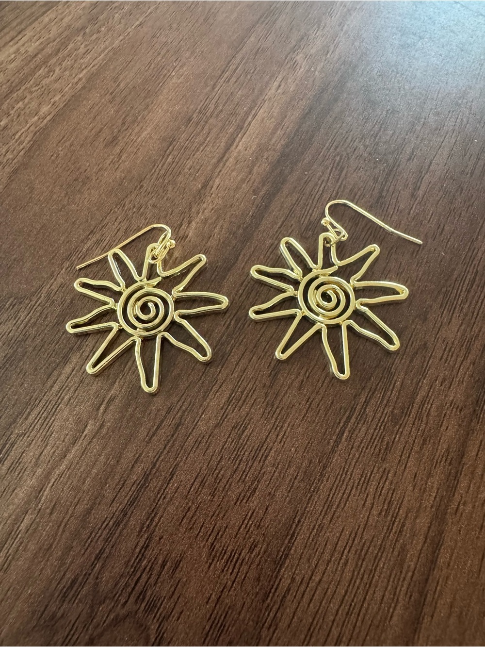 EARTHBOUND Gold Sunburst Wire Drop Earrings